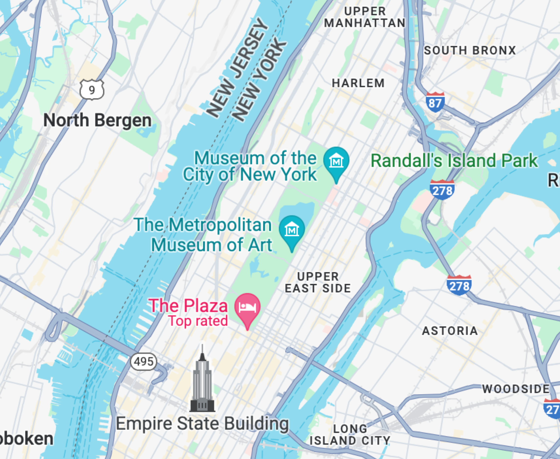 map of Manhattan, NY